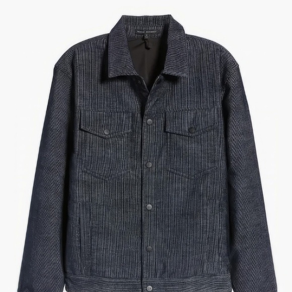 NWT Nordstrom Robert Barakett Mens Worthington Trucker Jacket Coat Blue XL $275 - Picture 3 of 8